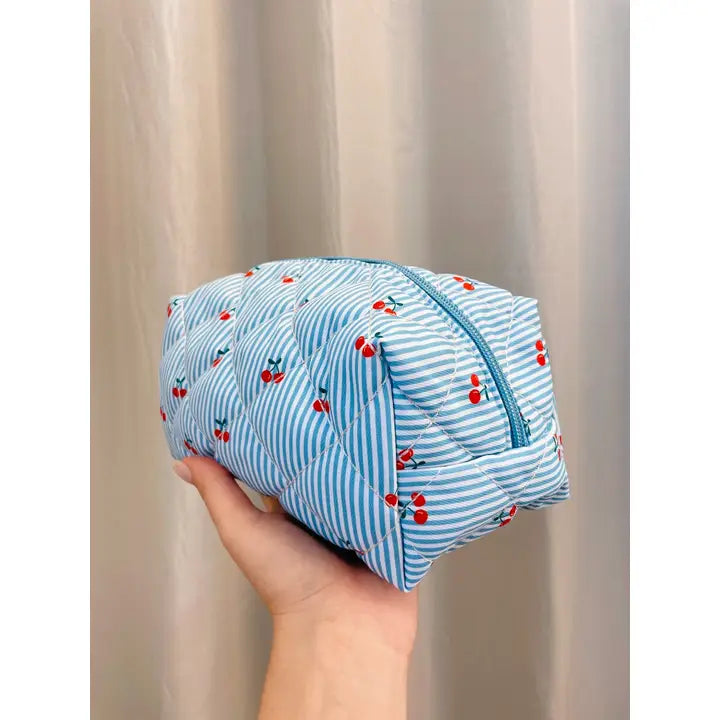 Blue Cherry Makeup Bag
