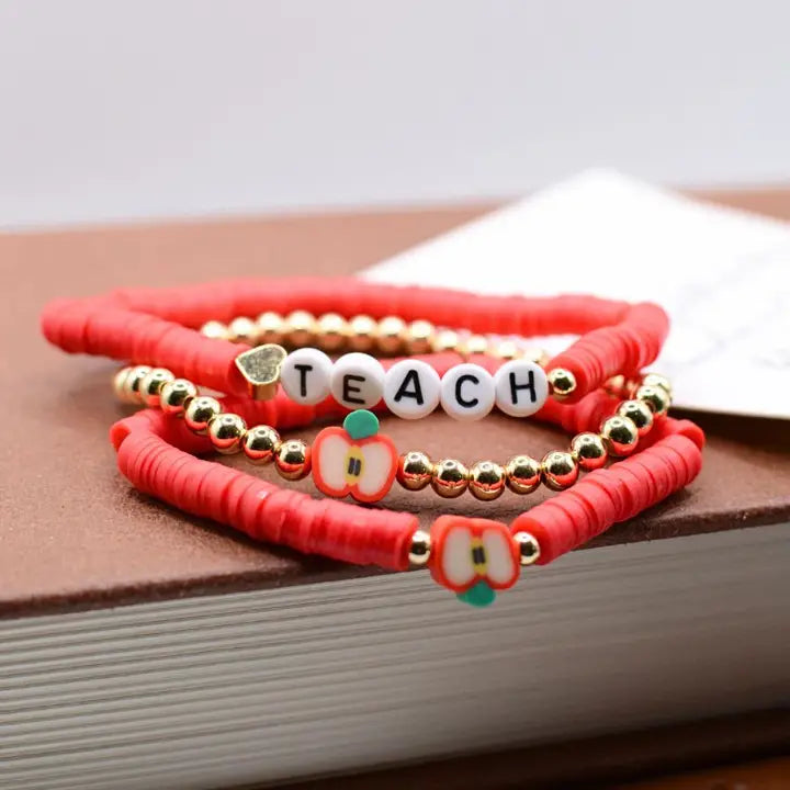 Teacher Bracelet Set On Inspirational Thank You Card Gift