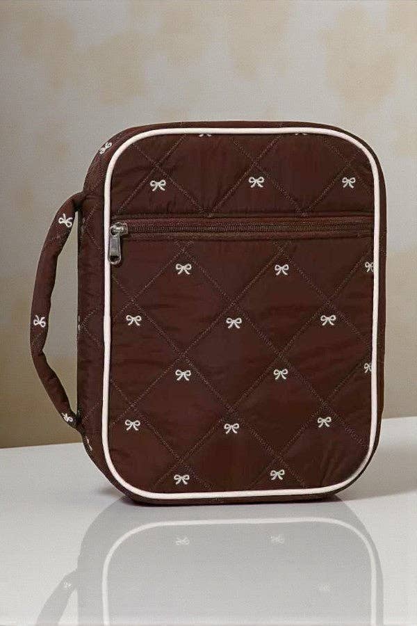 Brown and White Bow Bible Cover