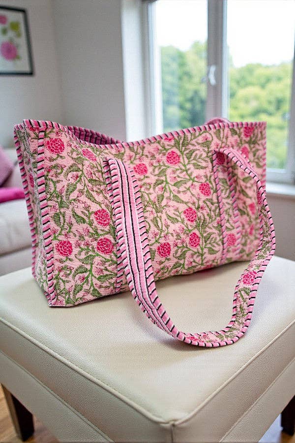 Claire Pink Floral Patterned Tote Bag