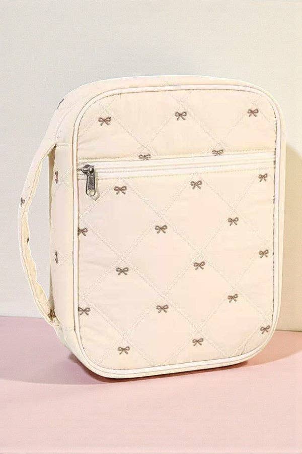 Cream and Brown Bow Bible Cover