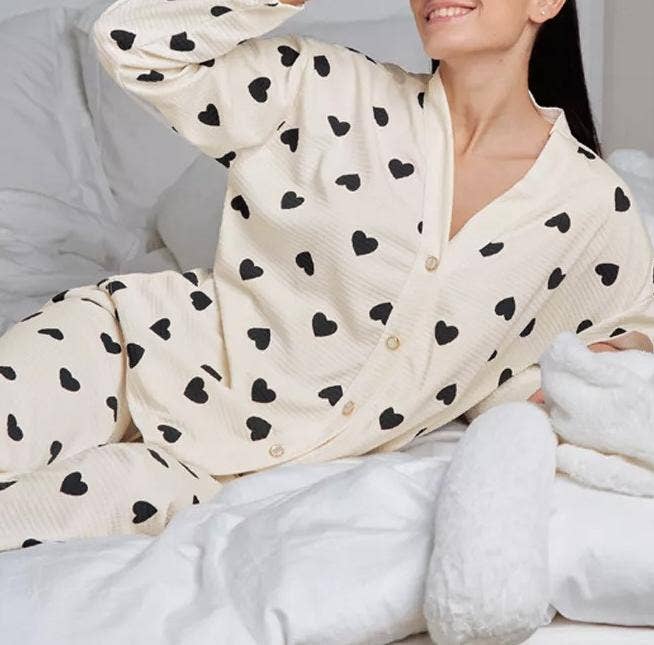 Valentine' heart print pajamas pants loungewear set