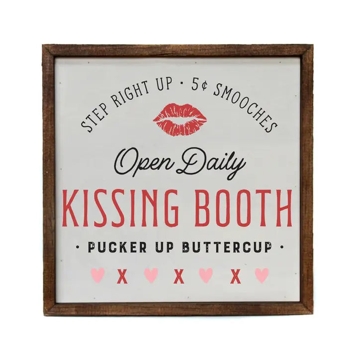 10x10 Kissing Booth Wood Signs Valentine's Day Home Decor