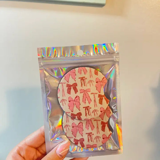 Pink Bow Car Coaster Set