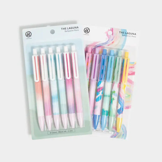 U Brands Wavy Paints the Laguna Ballpoint Pens, 2 Ct Assorted Colors