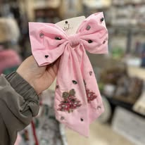 Pink Hair Bow with Seed Bead Hot Pink Christmas Tree