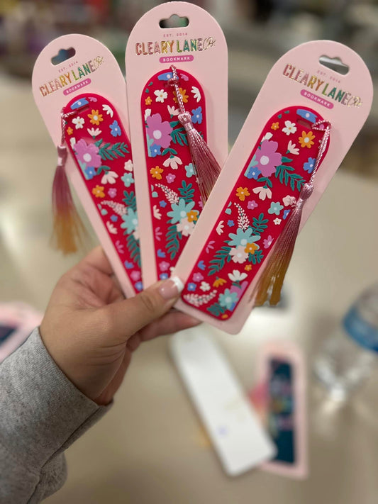 Hot pink floral bookmark