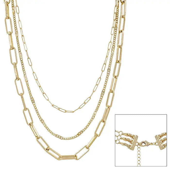 Gold Three Layered 16"-20" Necklace