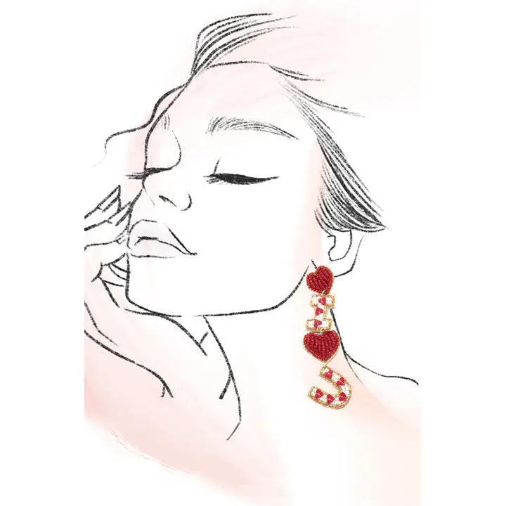 Valentine I Love You Seed Bead Earrings