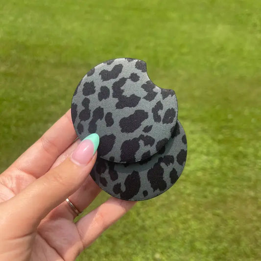 Black Leopard Car Coasters