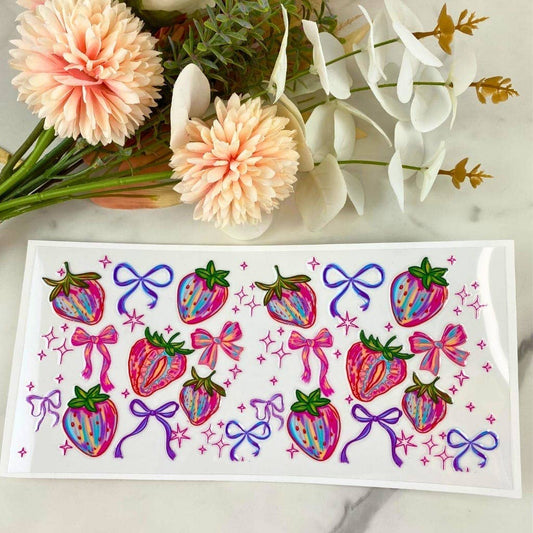 Bows and Strawberries3 | 16 oz UV DTF Wrap