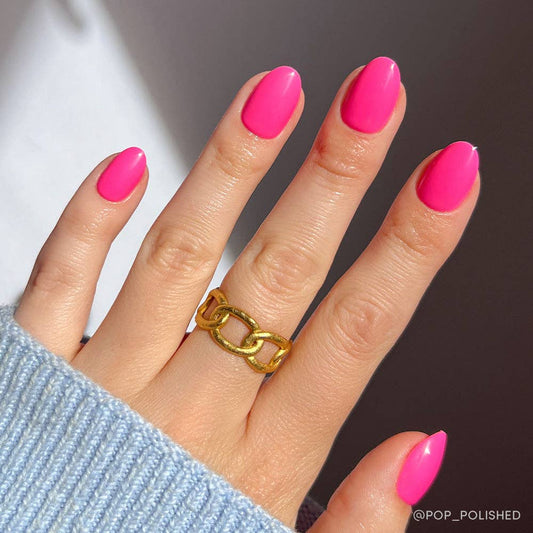 Hot Pink Press-On Nails | Solid Nails | Short Oval Length