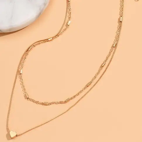 Titanium Steel Non-Tarnish Layered Heart Necklace