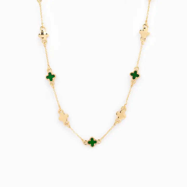 Mixed Clover Pattern Station Necklace
