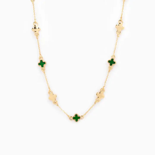 Mixed Clover Pattern Station Necklace