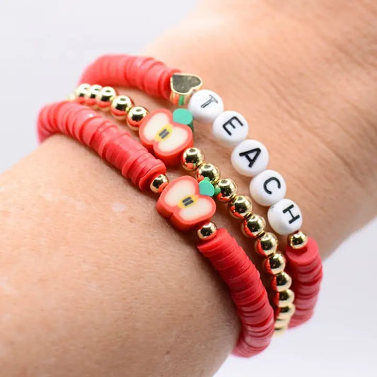 Teacher Bracelet Set On Inspirational Thank You Card Gift
