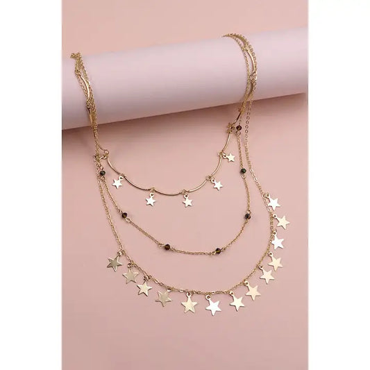 Multi Layer Star Charm Bead Necklace