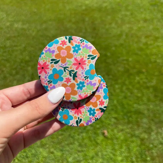 Floral Car Coaster Set
