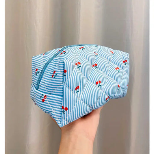 Blue Cherry Makeup Bag