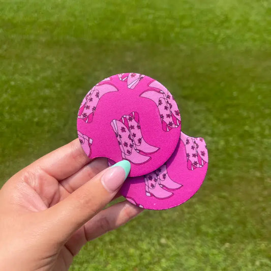 Pink Boot Car Coaster Set