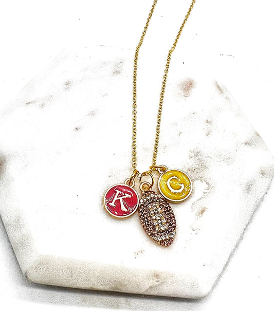 Red Yellow Kc Football Charm Chiefs Kansas City Necklace