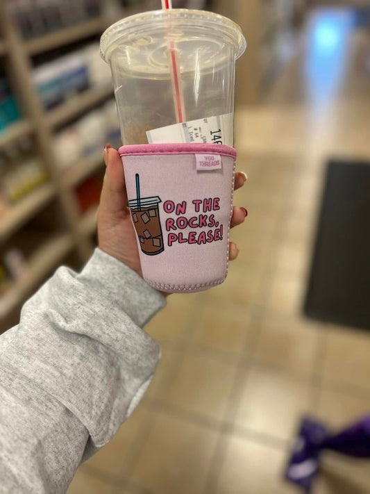 Pink On the Rocks Iced Coffee Drink Sleeve - Small 16-18oz